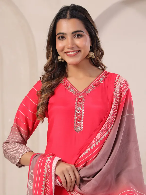 Red vibe straight kurti set for casual days