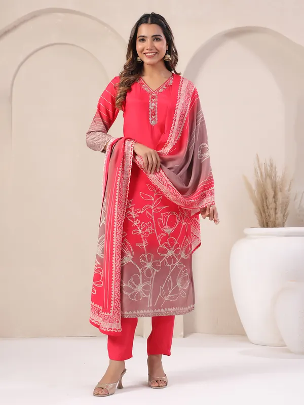 Red vibe straight kurti set for casual days