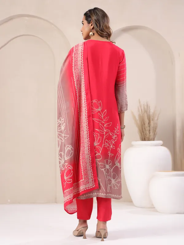Red vibe straight kurti set for casual days