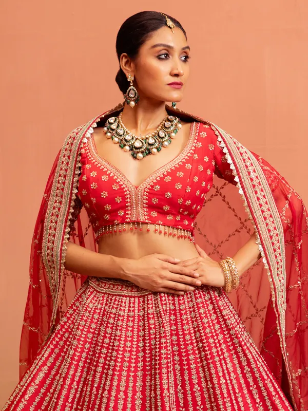 Red wedding lehenga choli for bride
