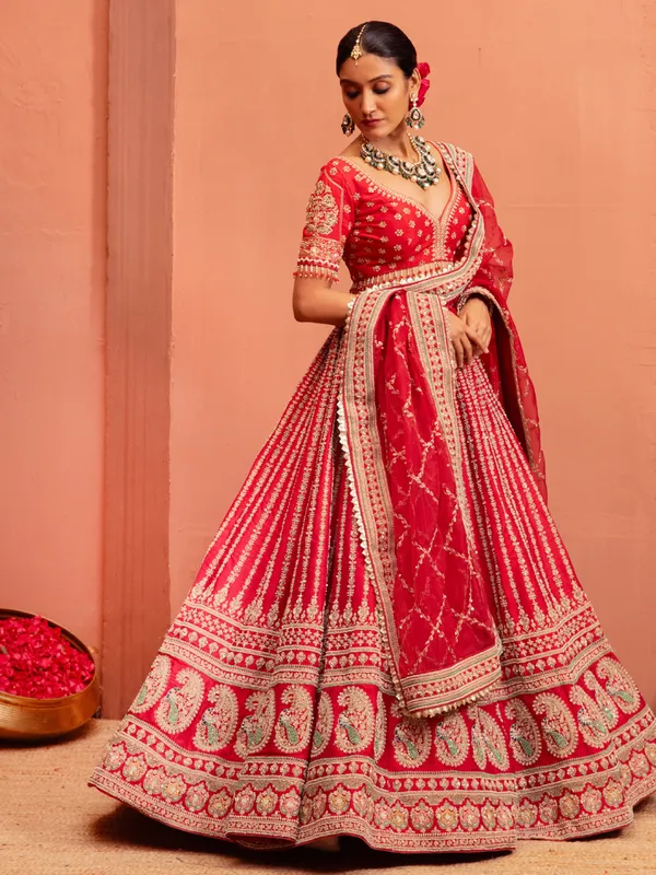 Red wedding lehenga choli for bride