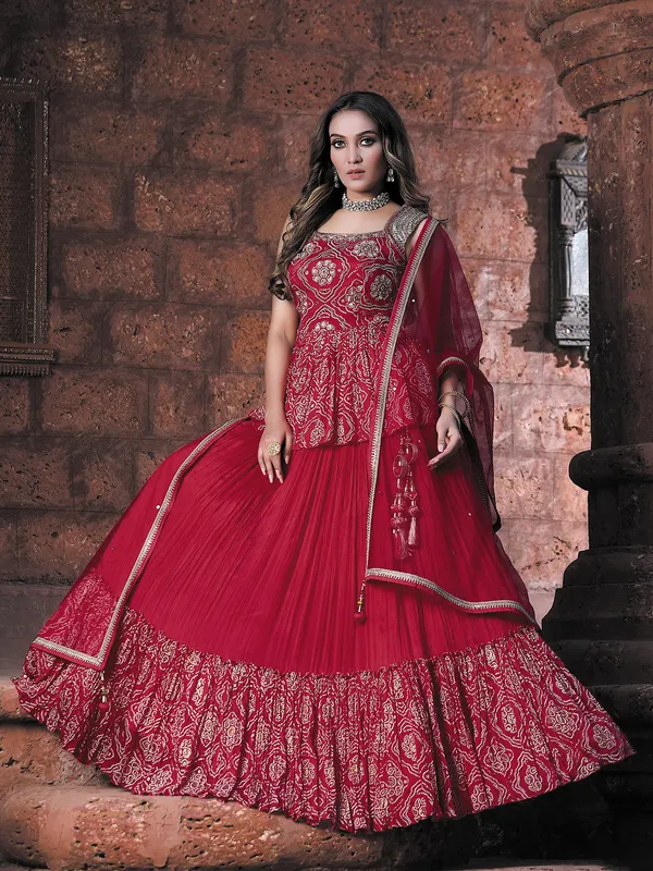 Red wedding silk lehenga choli