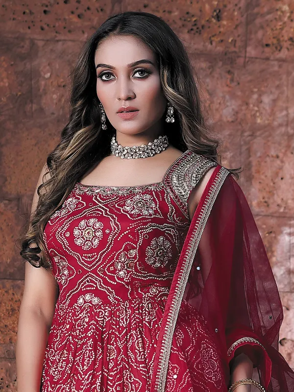 Red wedding silk lehenga choli