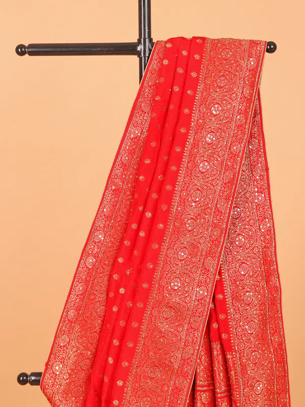 Red wedding wear dola silk saree