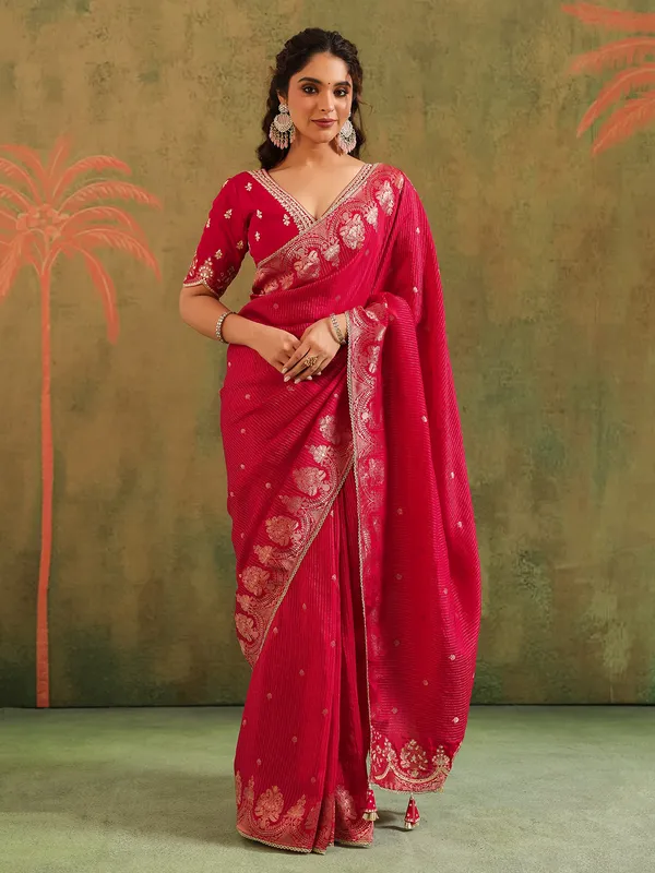 Red wedding wear saree in soft for women