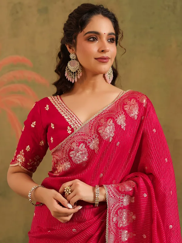 Red wedding wear saree in soft for women