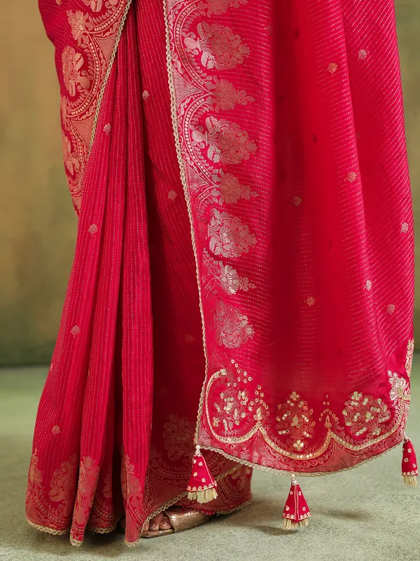Red wedding wear saree in soft for women