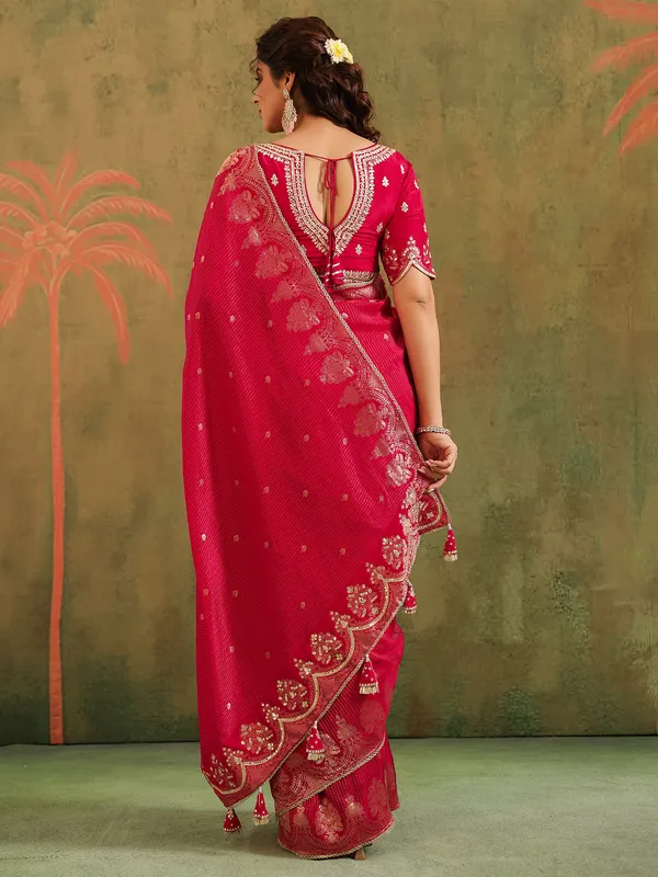 Red wedding wear saree in soft for women