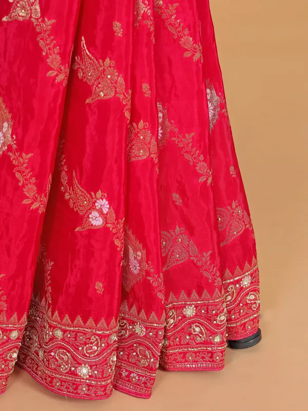 Red wedding wear silk saree for women