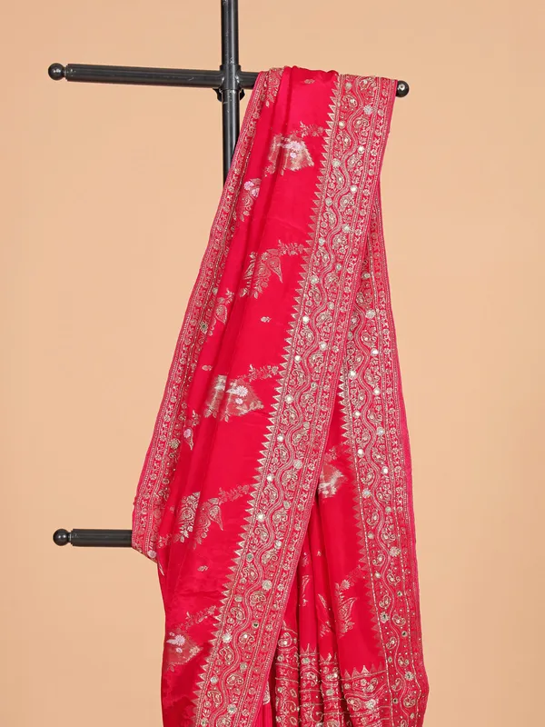 Red wedding wear silk saree for women