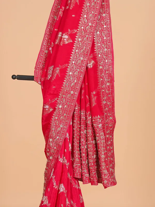 Red wedding wear silk saree for women
