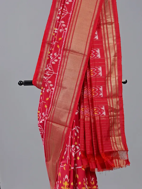 Red zari weaving patola silk saree for wedding