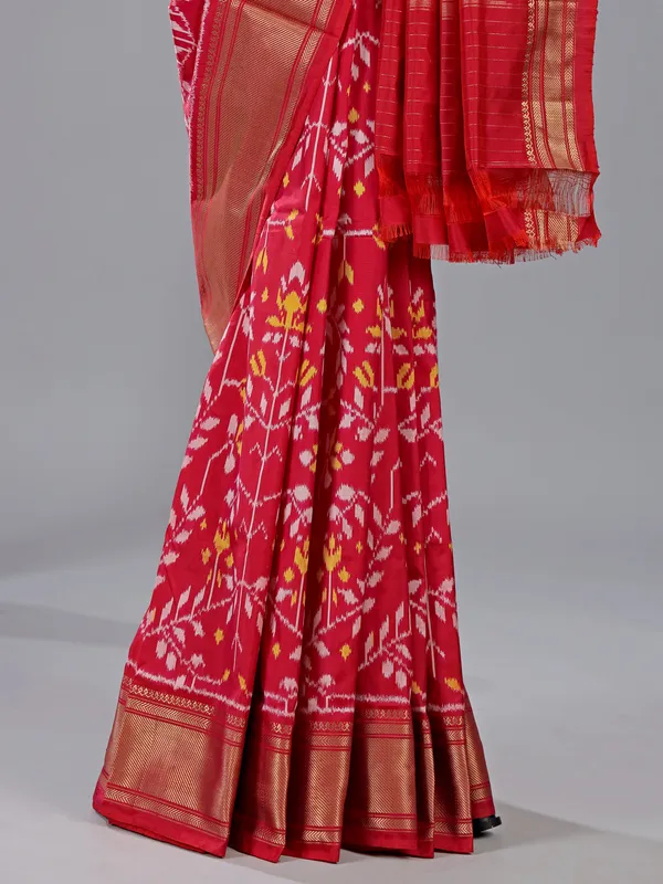 Red zari weaving patola silk saree for wedding