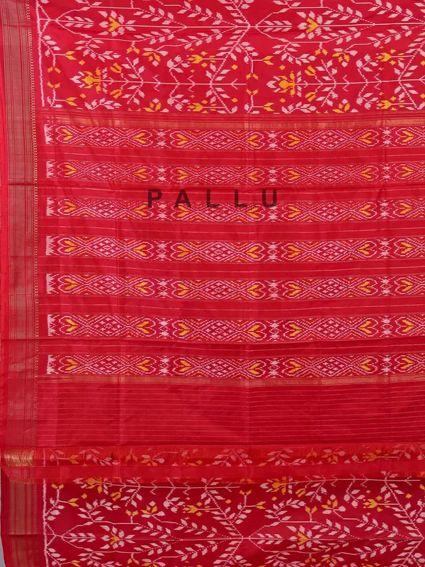 Red zari weaving patola silk saree for wedding