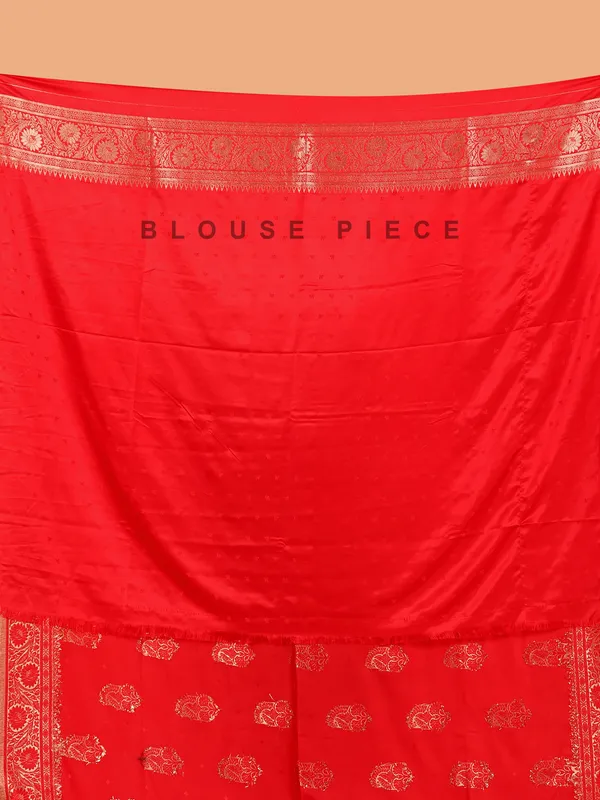 Red zari weaving silk saree for women