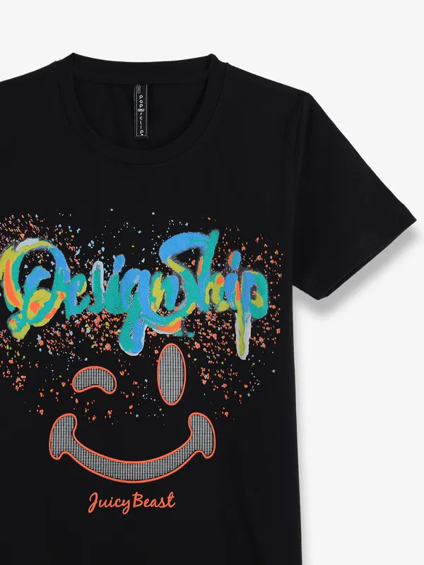 REDSOUND printed cotton black t-shirt