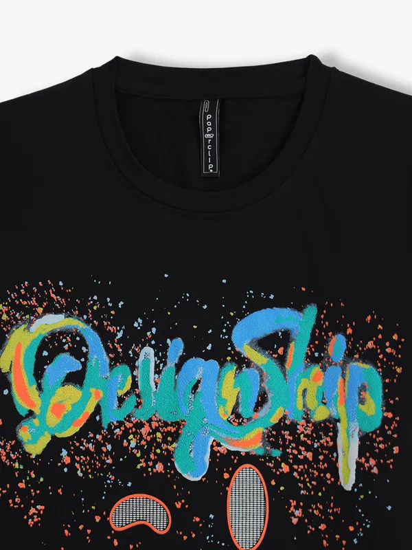 REDSOUND printed cotton black t-shirt