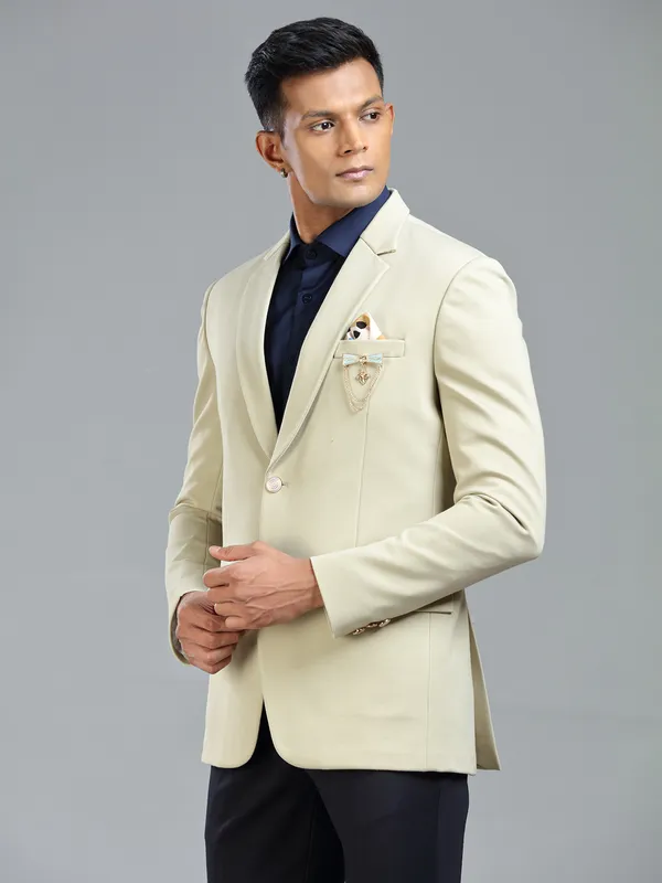 Refined fawn blazer in terry rayon for men