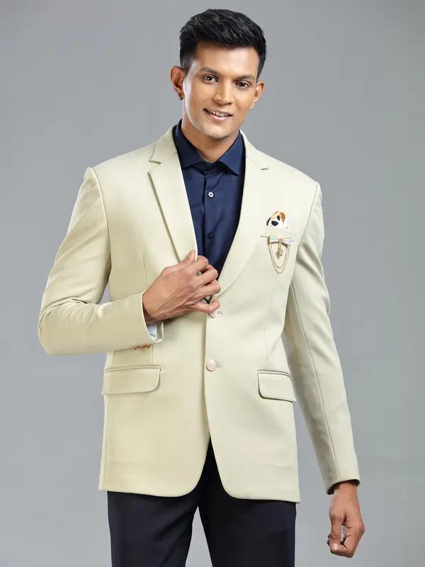 Refined fawn blazer in terry rayon for men