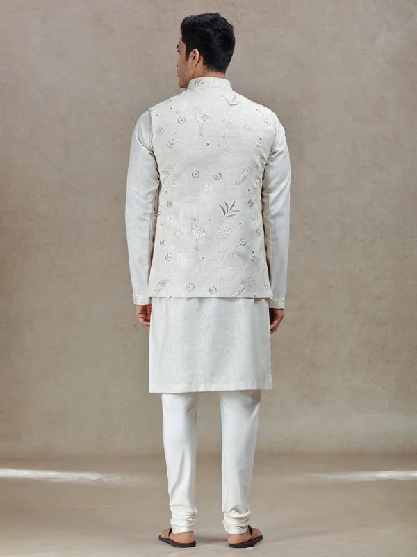 Regal allure cream waistcoat set for festive celebrations
