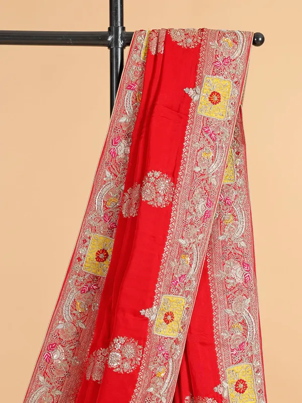 Regal maroon silk sari with bandhej print