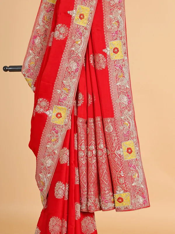 Regal maroon silk sari with bandhej print