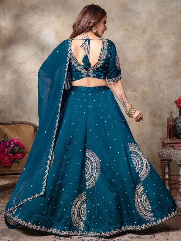 Regal rama blue silk lehenga choli