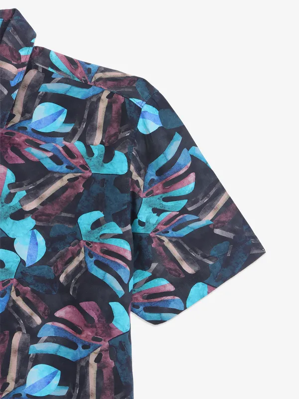 RELAY blue cotton printed shirt