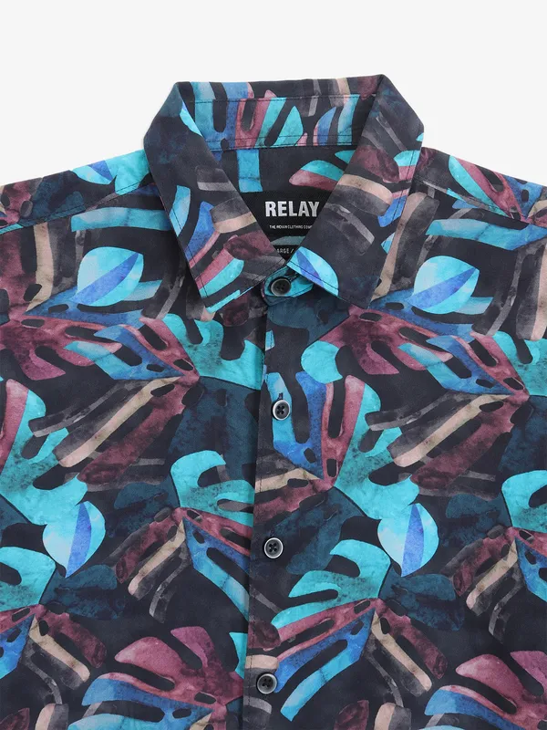 RELAY blue cotton printed shirt