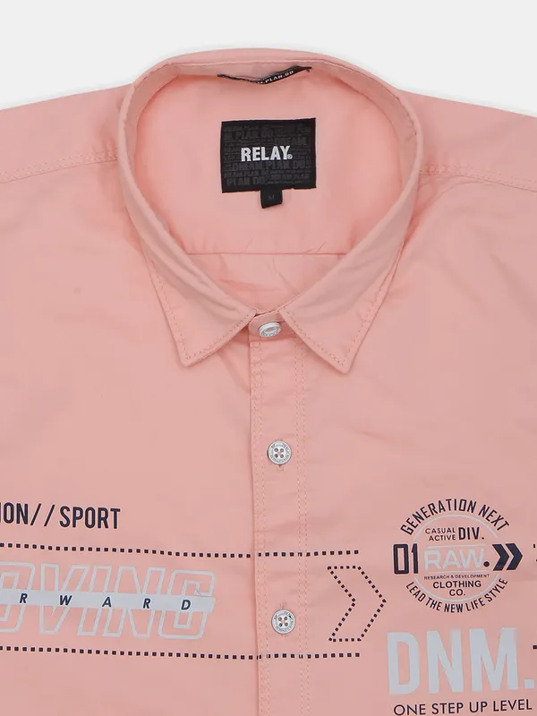 Relay pink shade shirt for men in cotton