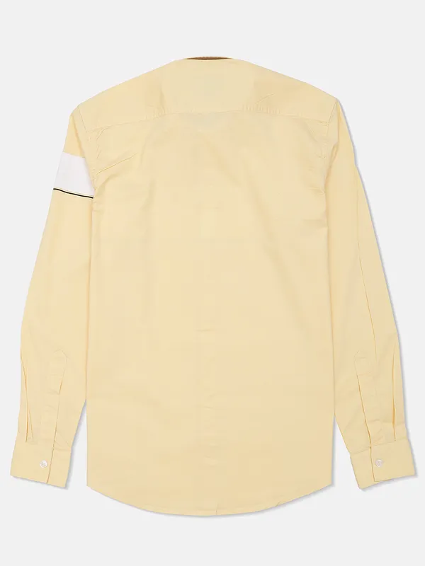Relay cotton casual shirt in lemon yellow