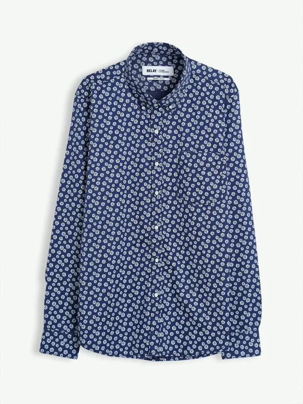 Relay cotton navy full sleeves shirt