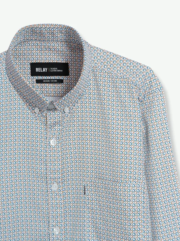 Relay cotton printed off white shirt