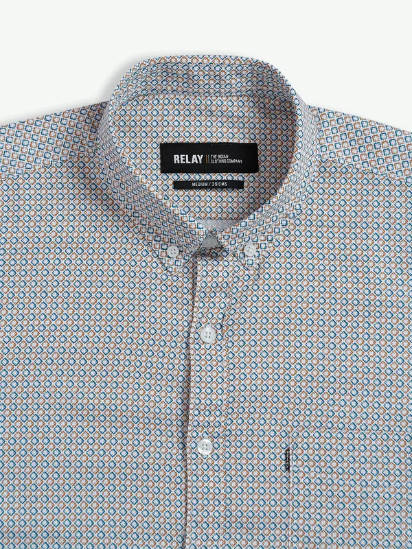 Relay cotton printed off white shirt