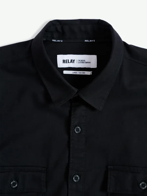 Relay full sleeves cotton black shirt