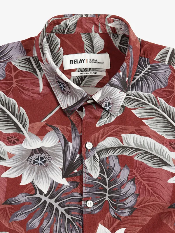 Relay maroon printed shirt