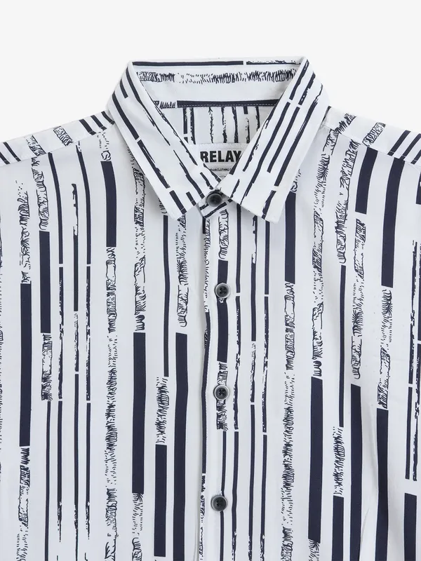 RELAY Navy cotton printed shirt
