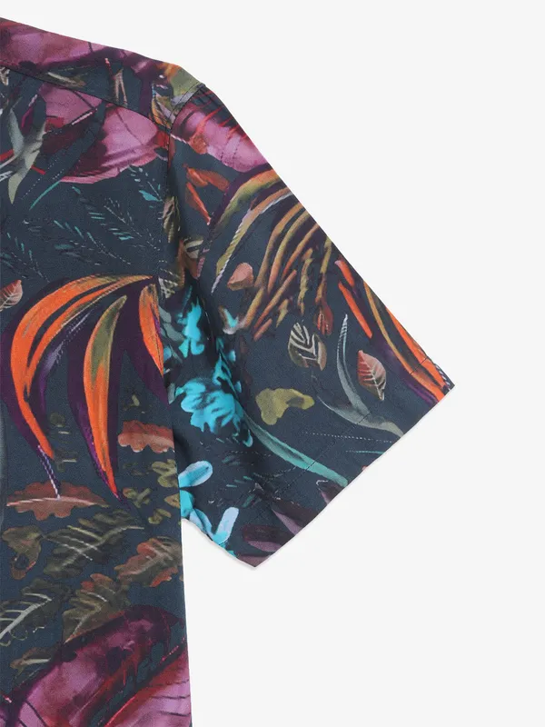 RELAY Orange cotton casual printed shirt