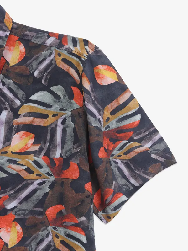 RELAY orange cotton printed shirt