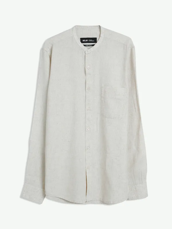 Relay plain beige cotton shirt