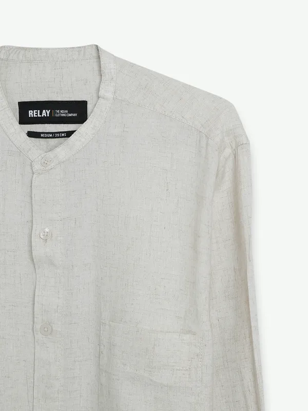 Relay plain beige cotton shirt