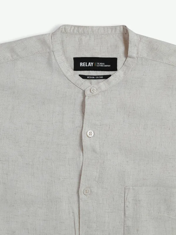 Relay plain beige cotton shirt