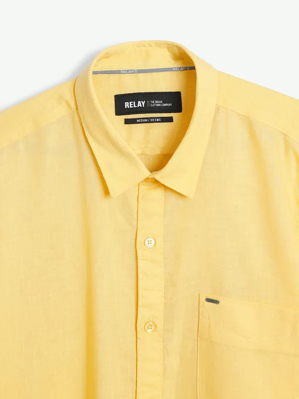 Relay plain yellow cotton shirt