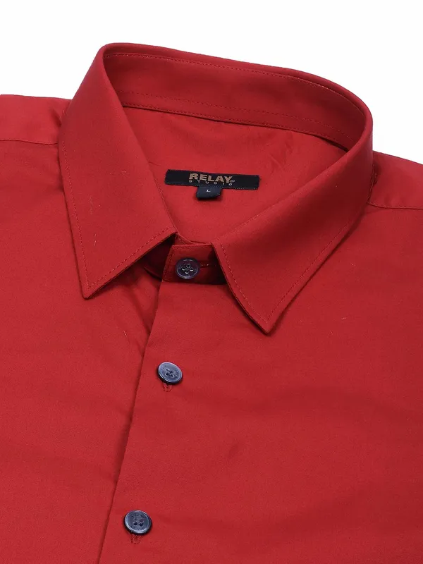 Relay presented red colored solid shirt