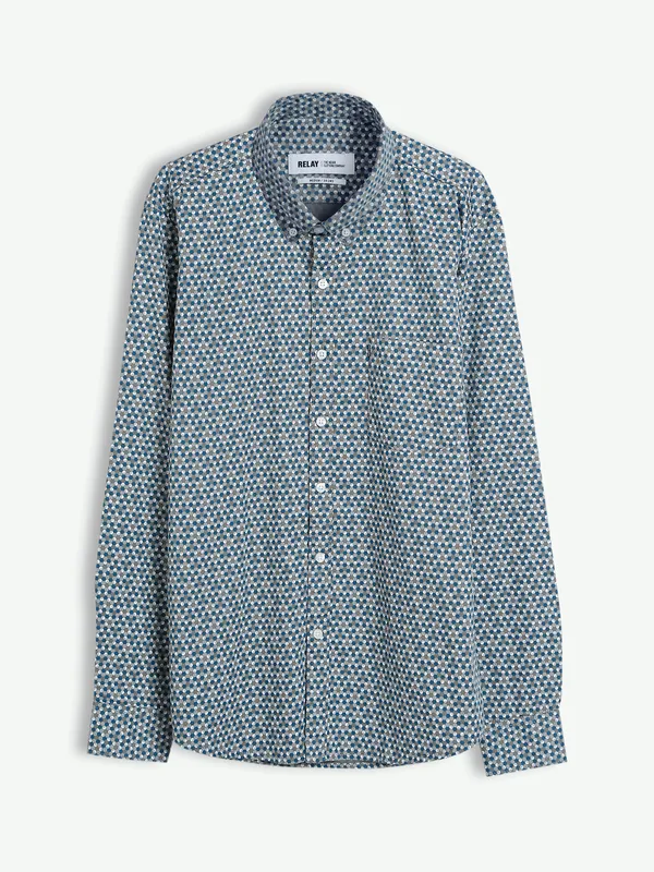 Relay printed grey cotton shirt