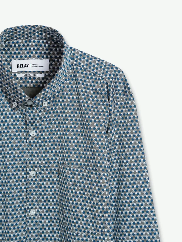 Relay printed grey cotton shirt