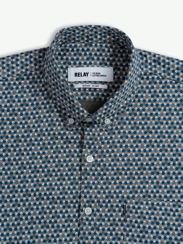 Relay printed grey cotton shirt