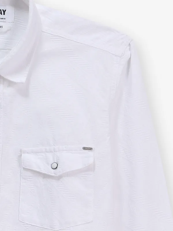RELAY solid white cotton casual wear shirt