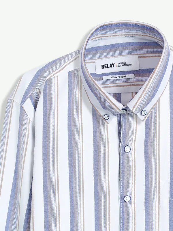 Relay white stripe cotton shirt