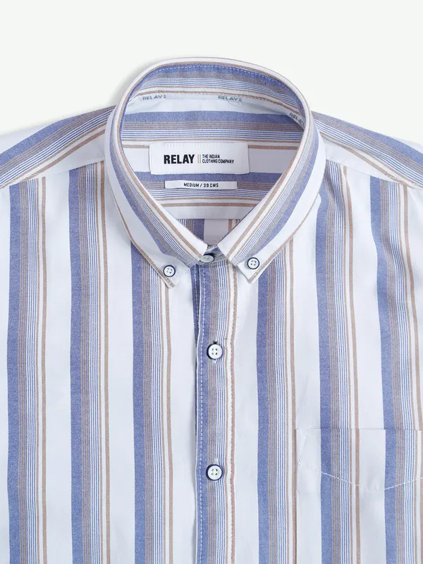 Relay white stripe cotton shirt